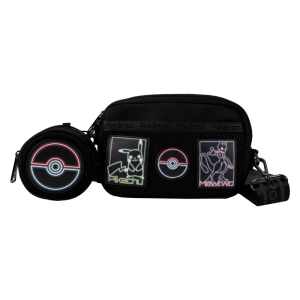 Pok&eacute;mon Pikachu & Mewtwo Glow Nylon Sling Crossbody Bag with Coin Bag