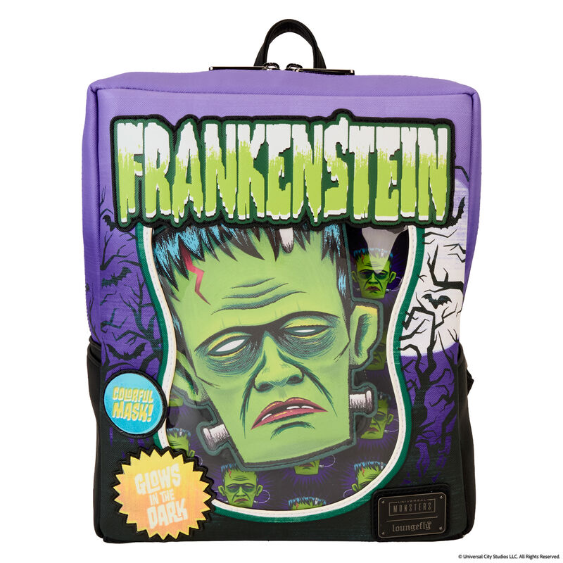 Universal Monsters Frankenstein Mask Glow Mini Backpack With Coin Bag