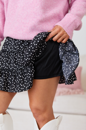 Through The Garden Black Mini Hearts Skort